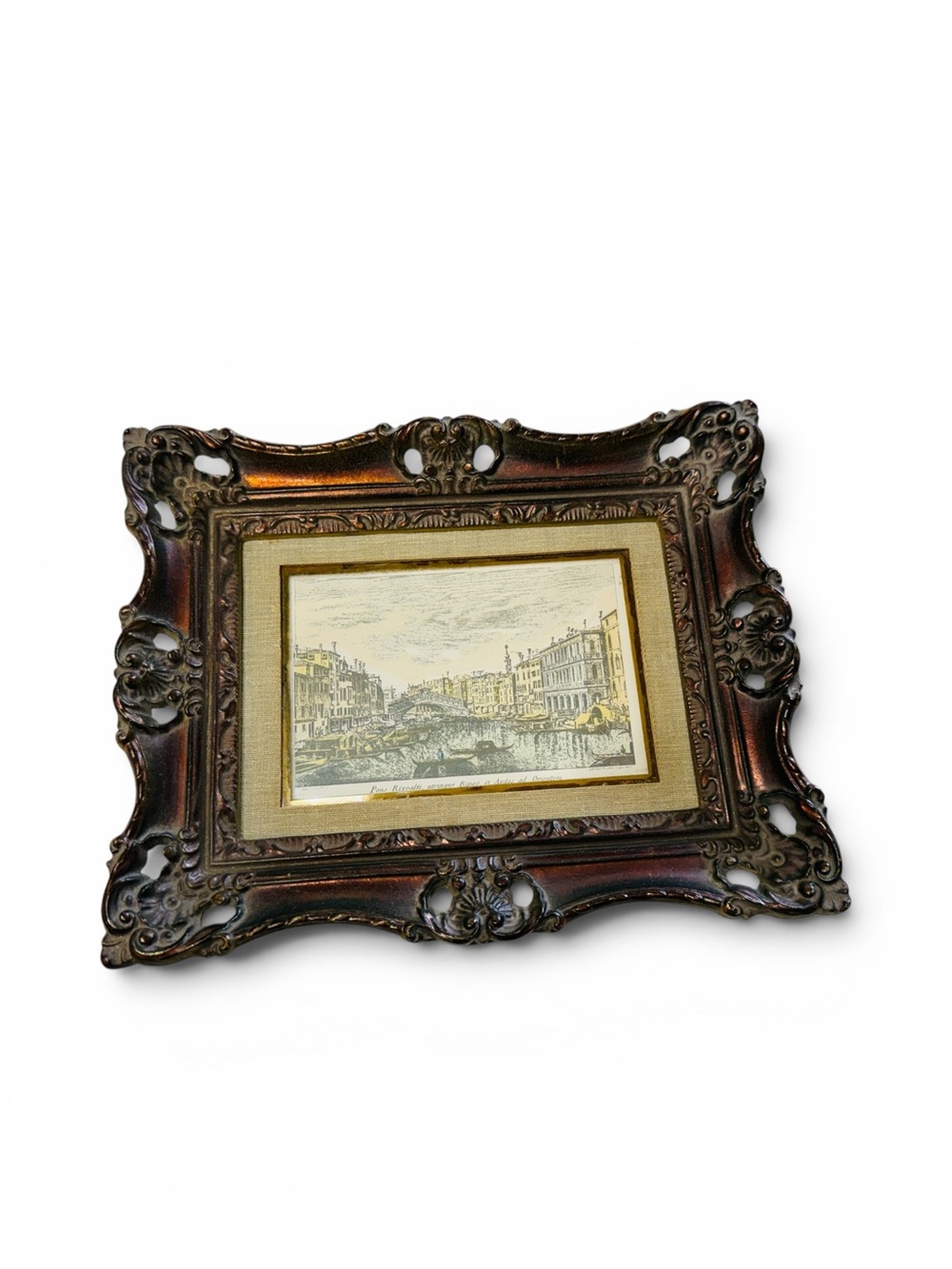 Vintage Turner Ornate Framed Venice Lithograph – Mid‑Century